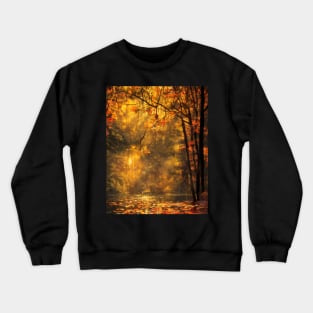 A pond in a forest in autumn Crewneck Sweatshirt